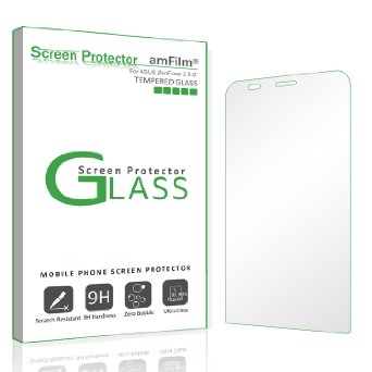 Zenfone 2 Screen Protector Glass, amFilmⓇ [Cutout for Proximity Sensor] 0.3mm 2.5D Tempered Glass Screen Protector for Zenfone 2 ZF2 2015 5.5-Inch Ze550ml / Ze551ml (1-Pack) [Lifetime Warranty]