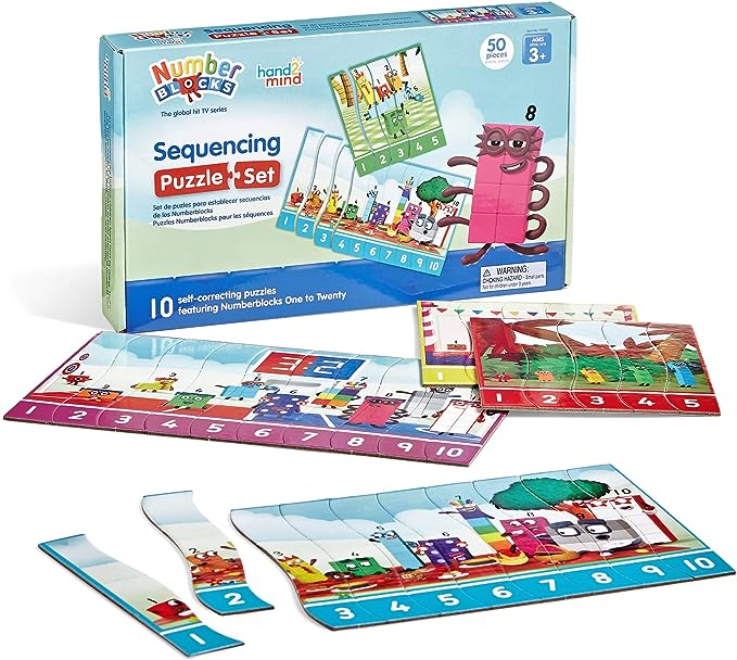 hand2mind Numberblocks Sequencing Puzzle Set, Sequencing Number Puzzles, Sequence Cards, Kids Matching Math Puzzles, Toddler Counting Games, Preschool Learning Activities Medium