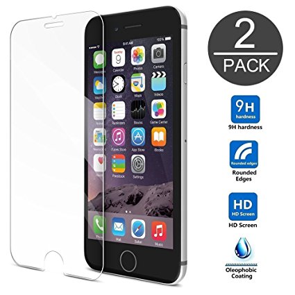 iPhone 7 6 6S Screen Protector, Gembonics [2-Pack] Tempered Glass 99% Touch-screen Accurate Round Edge 0.3mm Ultra-clear Perfect Fit, Maximum Protection from Bumps Drops Scrapes and Marks