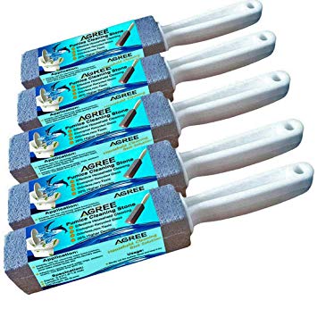AMGREE Pumice Stone Toilet with Handle,Pumice Stone Stick Cleaning Brush Bowl Ring Remover for Bathroom Porcelain Pool Tile Grill Rust Lime Hard-Water Stain Residues (Pack of 8)