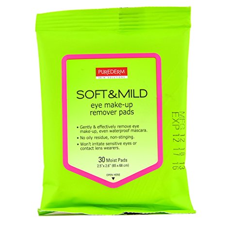 Purederm Soft and Mild Eye Make up Remover Pads (30 Pads Per Pack) (3 Packs)