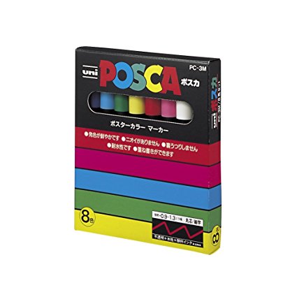Uni-posca Paint Marker Pen - Fine Point - Set of 8 (PC-3M8C)
