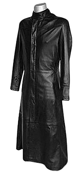 Matrix Coat - Black Leather Trench Jacket