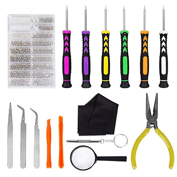 K Kwokker Eyeglass Professional Repair Tool Kit with 6 Pcs Magnetic Screwdrivers and Glass Screw for Glasses, Eye Glass, Sunglass and Watch Repair