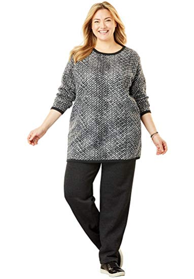 Woman Within Plus Size Tunic Length Fleece Sweatsuit