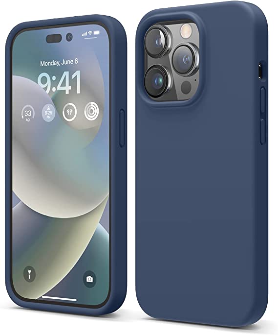 elago Compatible with iPhone 14 Pro Case, Liquid Silicone Case, Full Body Protective Cover, Shockproof, Slim Phone Case, Anti-Scratch Soft Microfiber Lining, 6.1 inch (Jean Indigo)