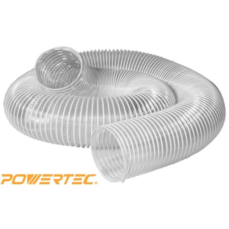POWERTEC 70143  4-Inch x 20-Feet Flexible PVC Dust Collection Hose, Clear Color