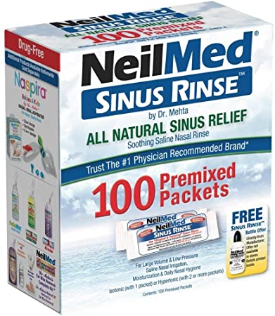 NeilMed Sinus Rinse All Natural Relief Premixed Refill Packets 100 Each (Pack of 3)