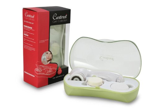 Carteret Collection 3-in-1 Water Resistant Spa Facial Cleanser Kit with 3 Face Cleansing Brushes and Protective Carry Case