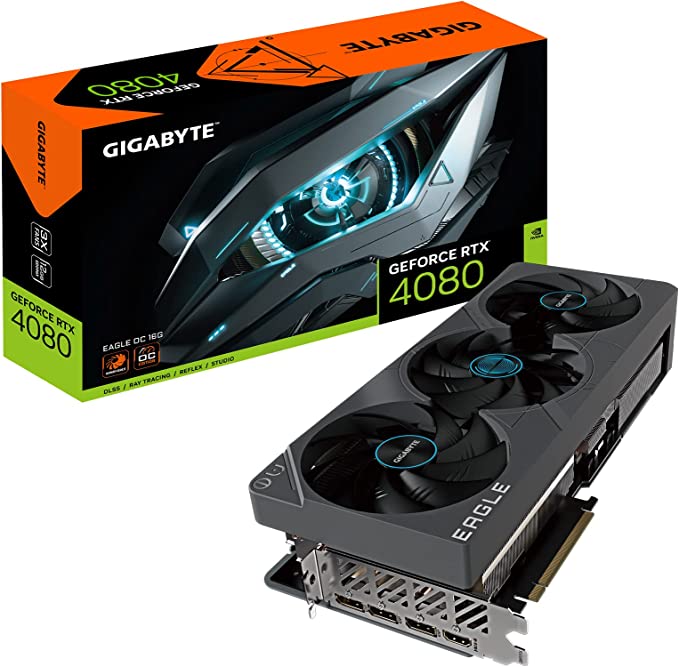 GIGABYTE GeForce RTX 4080 Eagle OC 16G Graphics Card, 3X WINDFORCE Fans, 16GB 256-bit GDDR6X, GV-N4080EAGLE OC-16GD Video Card