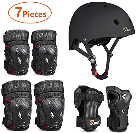 JBM 4 Sizes Extra Pads Diamond Curved Series Full Protective Gear Set Multi Sport Helmet, Knee and Elbow Pads with Wrist Guards, for Biking, BMX, Scooter, Skateboard, Inline Skating and Others