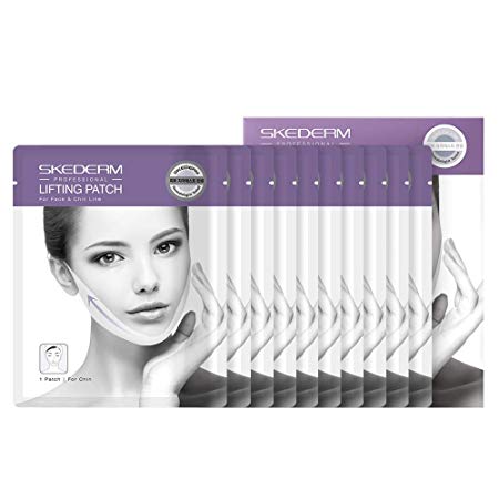 SKEDERM Lifting Band Patch for Face and Chin Line, Reduces Double Chin, V Line, Chin Up, Firming and Moisturizing Mask, Pack of 10