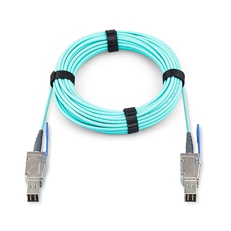 Mini SAS HD SFF-8644 to SFF-8644 AOC Fiber Optic Cable, 12G External Mini-SAS 26pin Fiber Cable for Hard Disk Server, SAN, Raid Card, 5-Meter(13.4-ft)