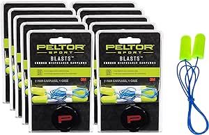 Peltor Sport Blasts Corded Disposable Earplugs 97081-10C, 2 Pair Pack, Neon Yellow