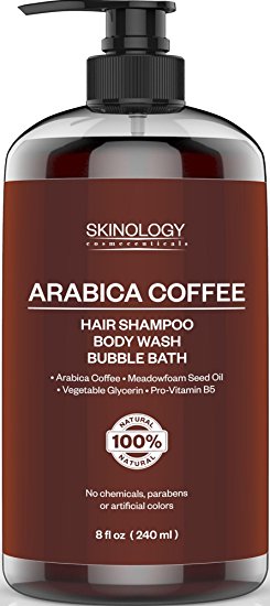 Shampoo and Body Wash, 100% Arabica Coffee, Pure & Natural Ingredients, Anti Hair Loss, Restore Hair Growth, Great for All Hair & Skin Types, Paraben Free, 8 Fl. Oz.
