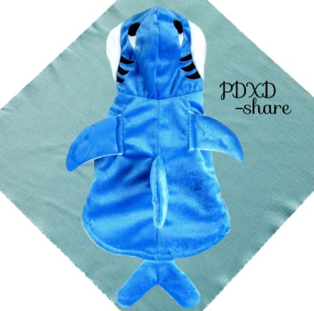 Genda 2Archer Adorable Blue Shark Pet Costume Hoodie Coat for Dogs and Cats