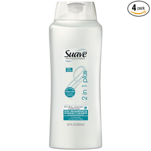 Suave Professionals 2 in 1 Plus Shampoo and Conditioner, pH Balanced, 28 oz (Pack of 4)