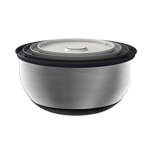 Joseph Joseph 95025 Nest 100 Prep & Store Mixing Bowl Set with Lids, 4-piece, Stainless Steel