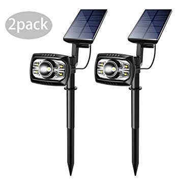 ieGeek Solar Lawn Spot Light 2-in-1 Solar Spotlight Outdoor 5 LED Waterproof Rotary Solar Powered Security Light Landscape Spotlights for Garden Lawn Yard 2 Pack