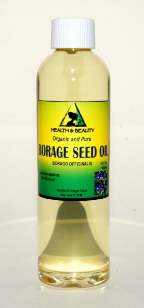 Borage Seed Oil Organic Carrier by H&B Oils Center Virgin GLA-20% Cold Pressed Pure 4 oz