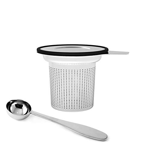 Mind Reader 'Fuse' Stainless Steel Loose Leaf Tea Infuser with Lid,spoon, Silver/ Black