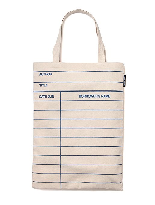 Out of Print Library Card Tote Bag Natural, 14 X 18 Inches