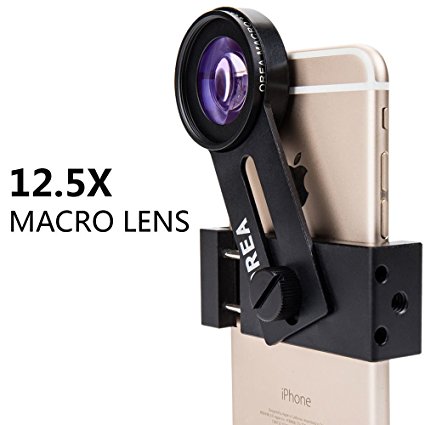 37mm Cell Phone Lens Kit, 12.5x Macro Lens Attachment  Mini Flexible Tripod Handheld   Adjustable Metal Holder Clip for Iphone Samsung Pixel Cell Phone