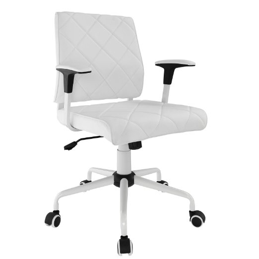 LexMod Lattice Vinyl Office Chair, White