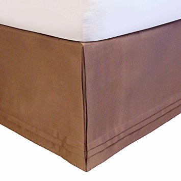 Veratex The "Hike Up Your Skirt" Collection Adjustable 3 Piece Solid Pattern Polyester Fabric Ruffle Bed Skirt Set, Queen Size, Taupe