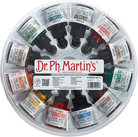 Dr. Ph. Martin's Hydrus Fine Art Watercolor, 1 Ounce (Pack of 10), Set 2 Colors 12 Ounce