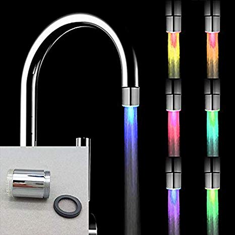 Upolymall 7 Color Glowing LED Tap LED Water Filter Faucet Light Color Changes