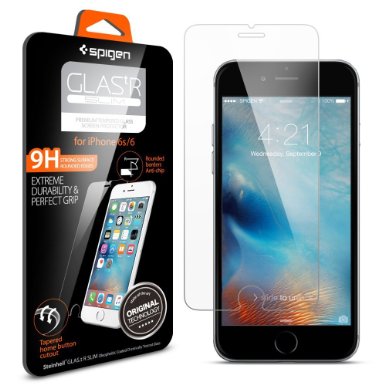 iPhone 6s Screen Protector Spigen iPhone 6 6S Glass Screen Protector 3D Touch Compatible - Tempered Glass Most Durable Easy-Install Wings Rounded Edge Life Warranty - SGP11588