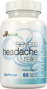 In Control Headache Relief with Butterbur and Feverfew 60 Vegetarian Capsules Extra Strength Formula to Fight Severe Headaches