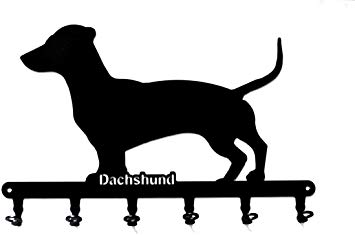 Key Holder/Hook -" Dachshund"- Dog - Beautiful Key Hook for Wall - 6 Hooks - Metal - Black