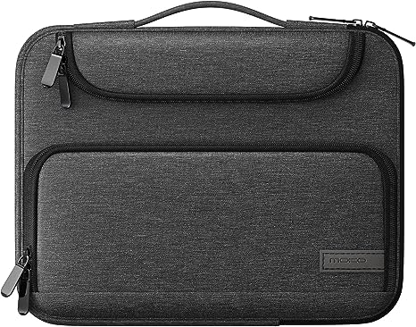 MoKo 9-11 Inch Tablet Sleeve Bag, Fits iPad air 5 10.9" 2022, iPad Pro 11 M2 2022-2018, iPad 9/8/7th Gen 10.2, Tab S8 11", Waterproof Polyester Bag with Double Pockets, Retractable Handle, Black&Gray