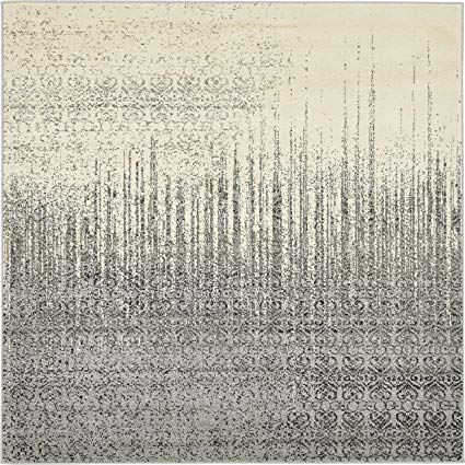 Unique Loom Del Mar Collection Contemporary Transitional Gray Square Rug (6' x 6')