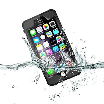 iPhone 6S Waterproof Case, Pandawell™ IP-68 Waterproof Shockproof Dust Proof Snow Proof Full Body Protective Case Cover for Apple iPhone 6S iPhone 6 4.7 (Black)