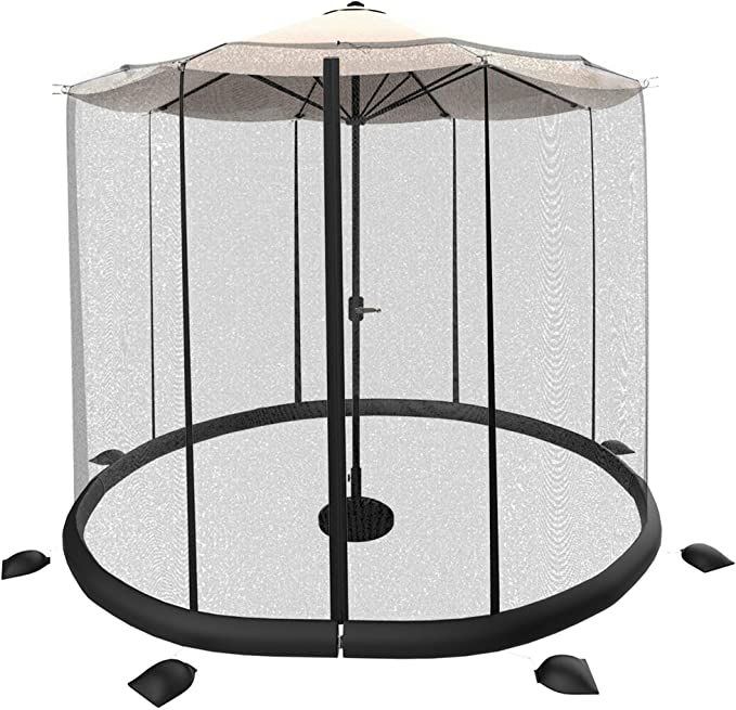 Pure Garden 50-LG1206 Bug Screen for 9' Table Umbrellas & Furniture Patio Umbrella Mosquito Net, Black