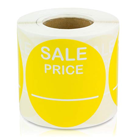 SALE PRICE 2" Round PRICING RETAIL STORE STICKERS/ TAGS Labels Stickers (Yellow / 300 labels per roll / 1 rolls)