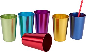 Retro Aluminum Tumblers - Assorted Colors - By Trademark Innovations (6, 12 oz.)