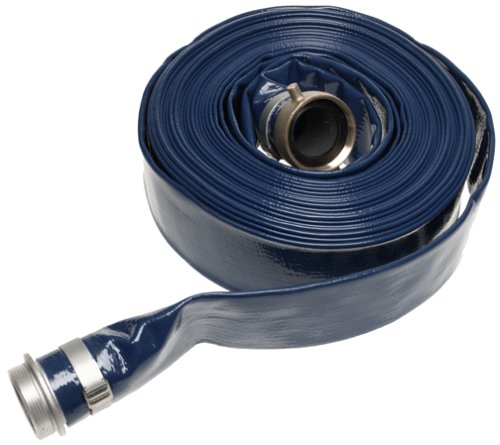 Apache 98138045 2" x 50' Blue PVC Lay-Flat Discharge Hose with Aluminum Pin Lug Fittings