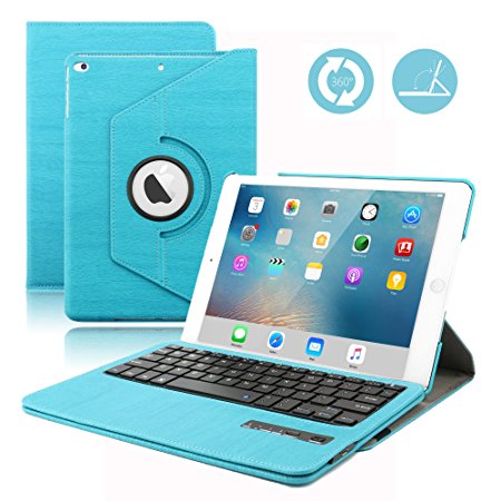 iPad 9.7 Keyboard Case,Dingrich 360 Degree Rotating Case with Magnetic Removable Bluetooth Keyboard for New iPad 9.7 inch 5th Genration (NOT for iPad Pro 9.7) (Blue)