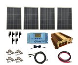 WindyNation Complete 400 Watt Solar Panel Kit with 1500 Watt VertaMax Power Inverter RV Boat Off-Grid 12 Volt Battery