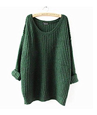 WAREN Women's Fashion Oversized Knitted Crewneck Casual Pullovers Sweater