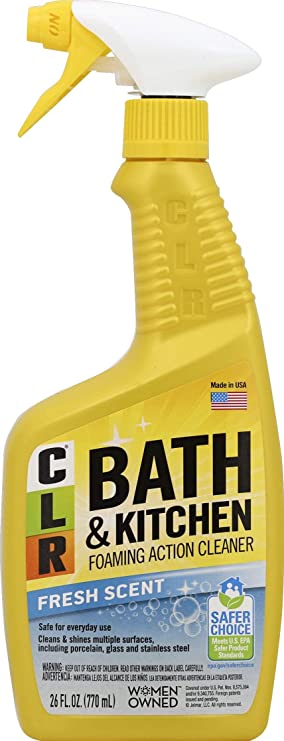 CLR Bath and Kitchen Cleaner, Fresh Scent, Spray Bottle, 26 Ounce