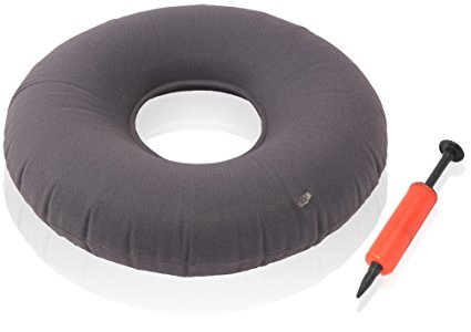 Dr. Frederick's Original Donut Cushion - 18" Inflatable Ring Cushion - Hemorrhoid Treatment, Bed Sores, Coccyx & Tailbone Pain, Pilonidal Cyst, Perineal Pain, Child Birth, Prostatitis - Gray