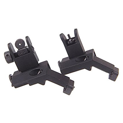 Evans Unlimited BUIS Offset Backup Iron Sight - Front and Rear Canted 45 Degree Flip Up Sights for AR15 Picatinny Rail - Tactical Rapid Transition