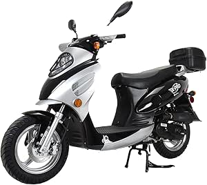 X-PRO Oahu 50 Moped with 12" Aluminum Wheels, Rear Trunk! Electric/Kick Start! Large Headlight! (Black)