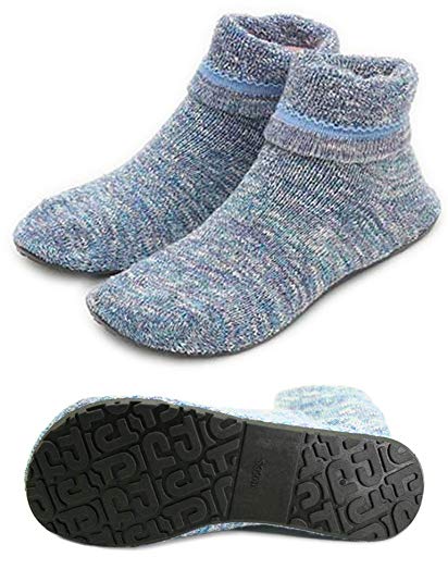 Women Slipper Socks Warm Thick Home Fuzzy Socks with Soles Rubber Bottom Non Skid Wearable