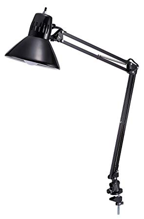 PureOptics LED Swing Arm Desk Lamp with Clamp Mount, 36" Reach,  Includes LED Bulb